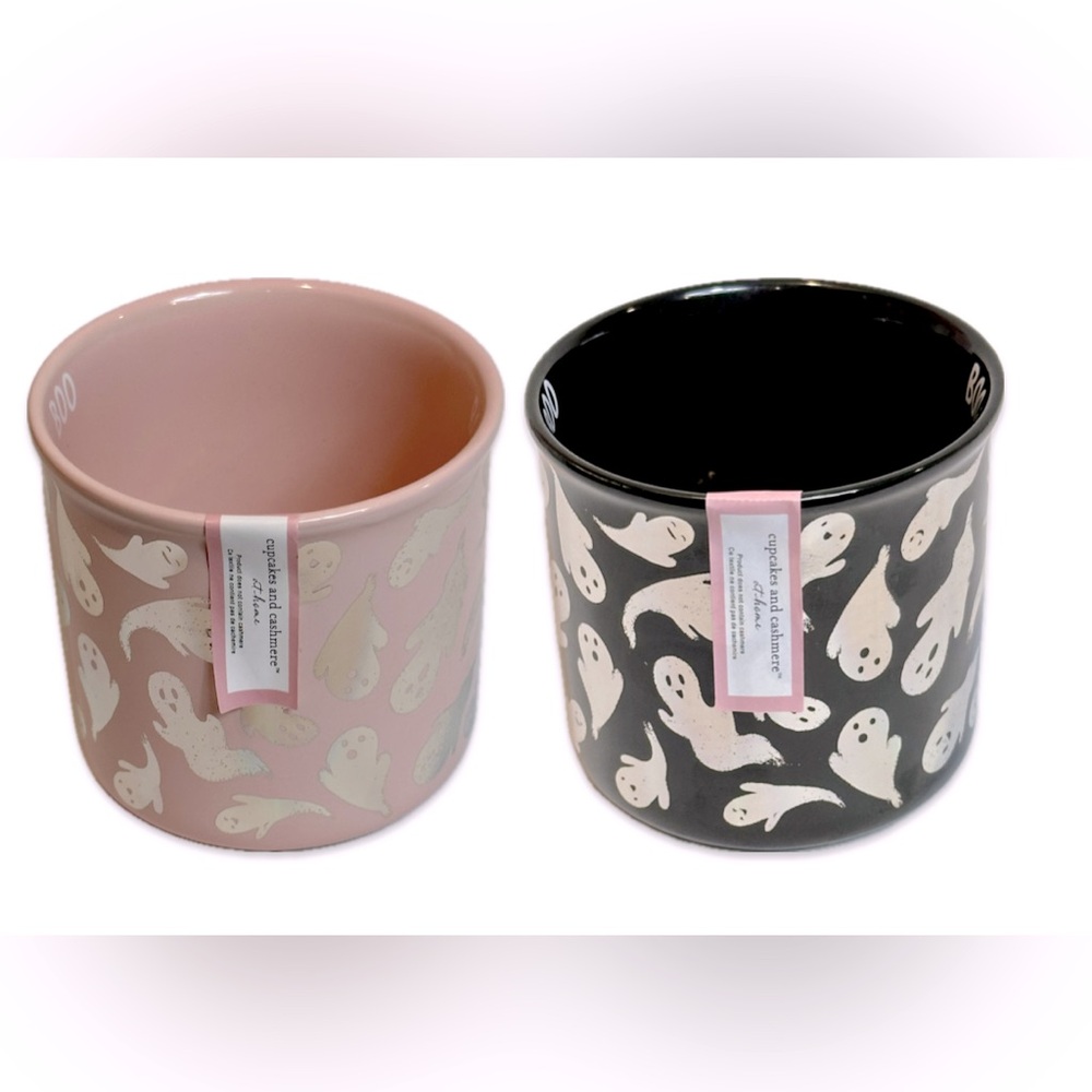 Cupcakes and Cashmere pink and black ghost mug set